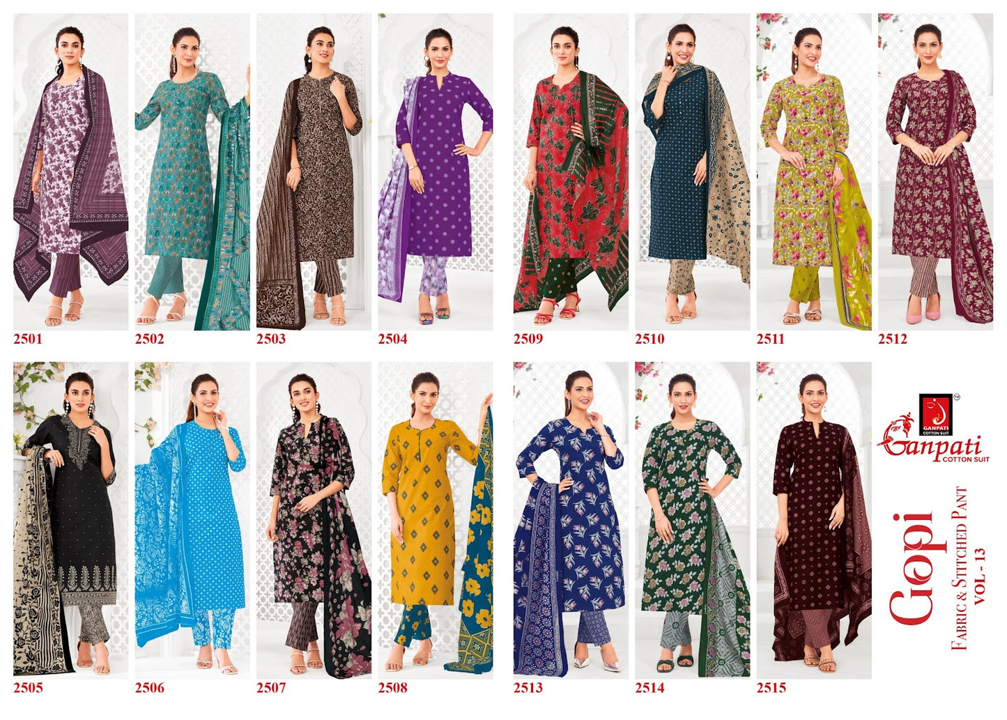 Gopi Vol 13 Ganpati Cotton Dress Material Exporter Gujarat