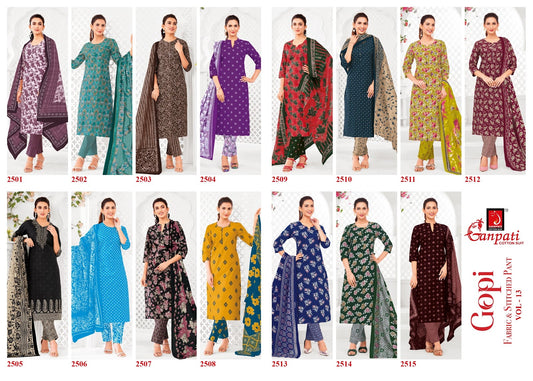 Gopi Vol 13 Ganpati Cotton Dress Material Exporter Gujarat