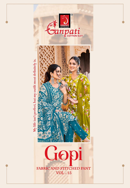 Gopi Vol 15 Ganpati Cotton Dress Material Manufacturer Gujarat