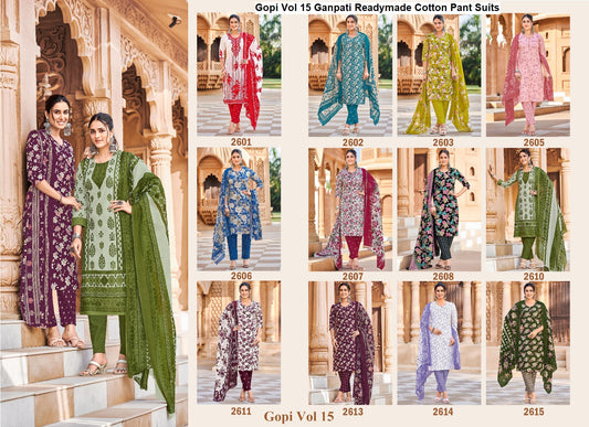 Gopi Vol 15 Ganpati Readymade Cotton Pant Suits Wholesale Price