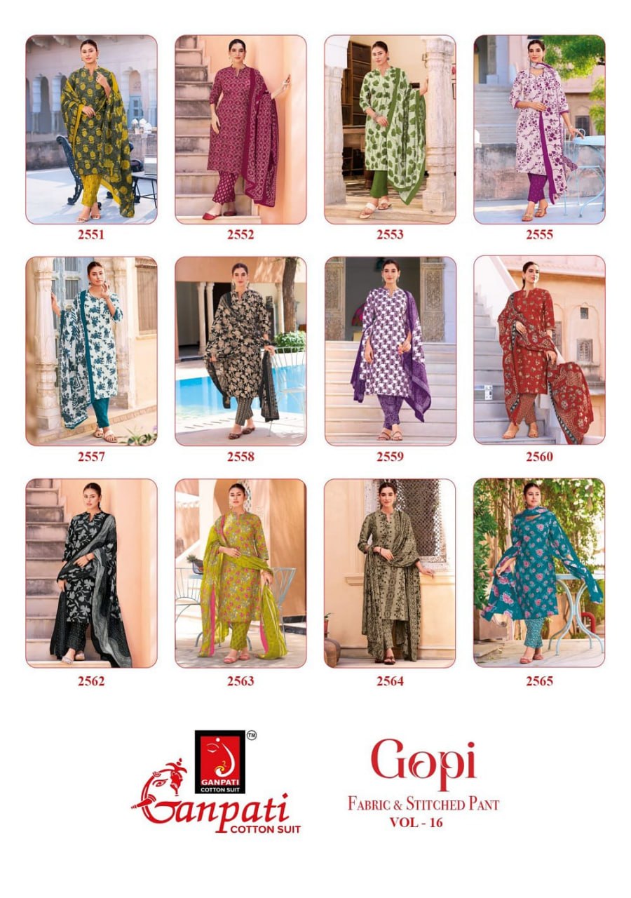 Gopi Vol 16 Ganpati Cotton Dress Material Manufacturer Gujarat
