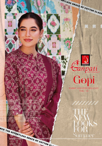 Gopi Vol 16 Ganpati Readymade Cotton Pant Suits Manufacturer India