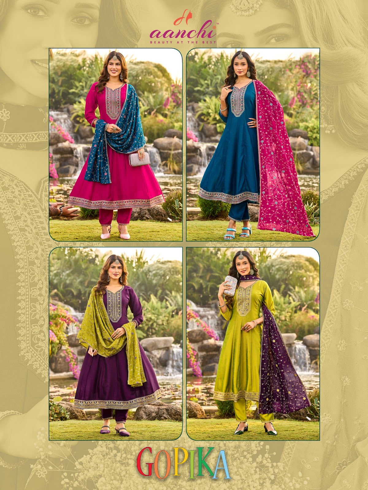 Gopika Aanchi Vichitra Silk Readymade Anarkali Suits Supplier