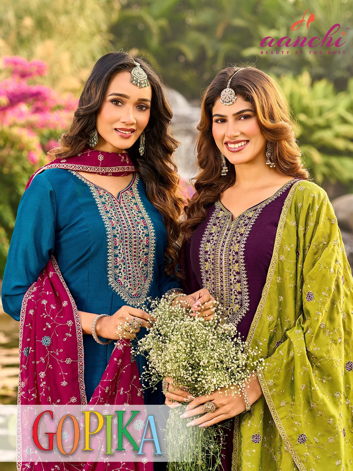 Gopika Aanchi Vichitra Silk Readymade Anarkali Suits Supplier