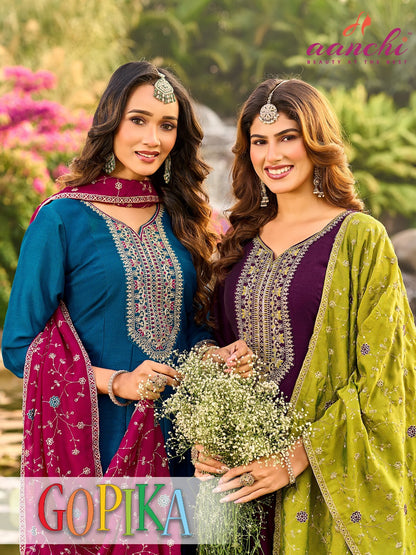 Gopika Aanchi Vichitra Silk Readymade Anarkali Suits Supplier