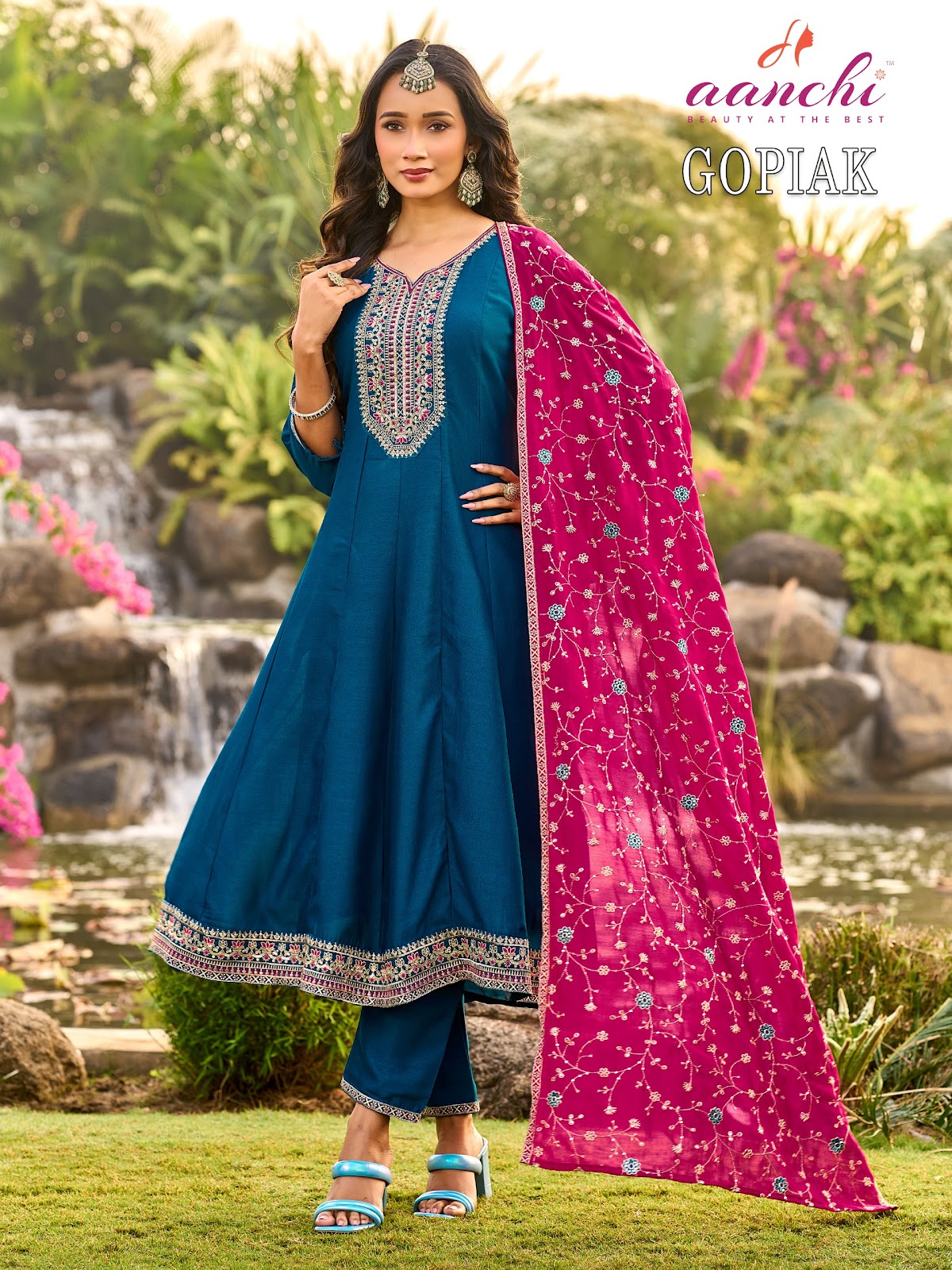 Gopika Aanchi Vichitra Silk Readymade Anarkali Suits Supplier