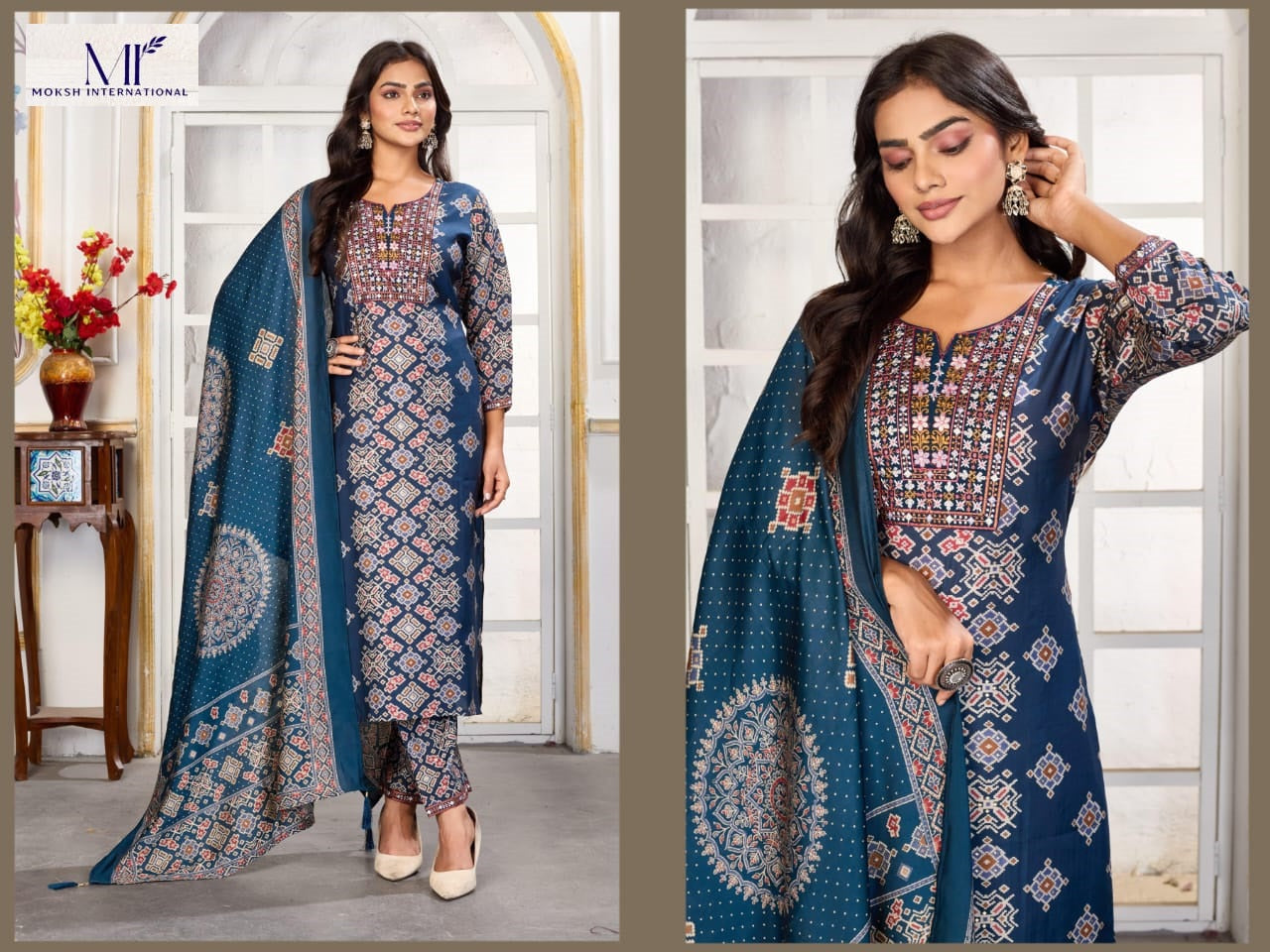 Gori Vol 1 Moksh Chanderi And Riyon Readymade Pant Style Suits Manufacturer India