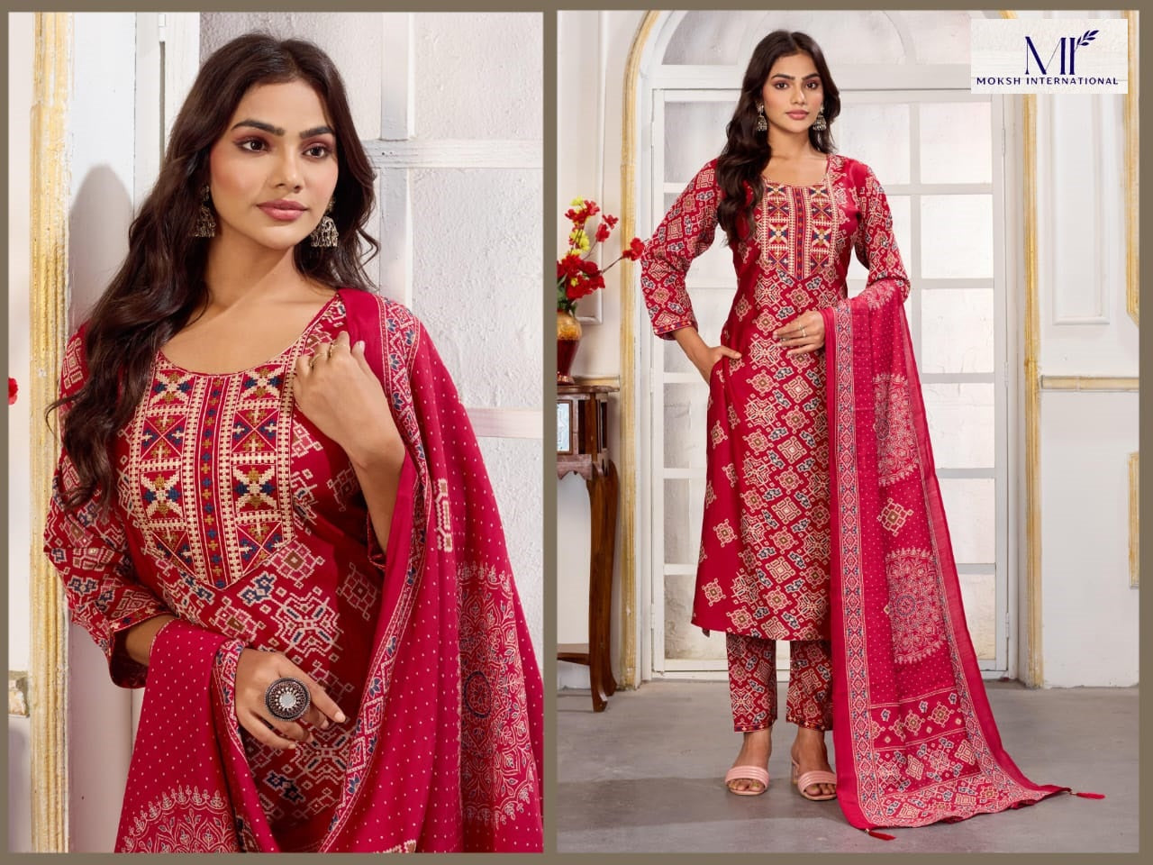 Gori Vol 1 Moksh Chanderi And Riyon Readymade Pant Style Suits Manufacturer India
