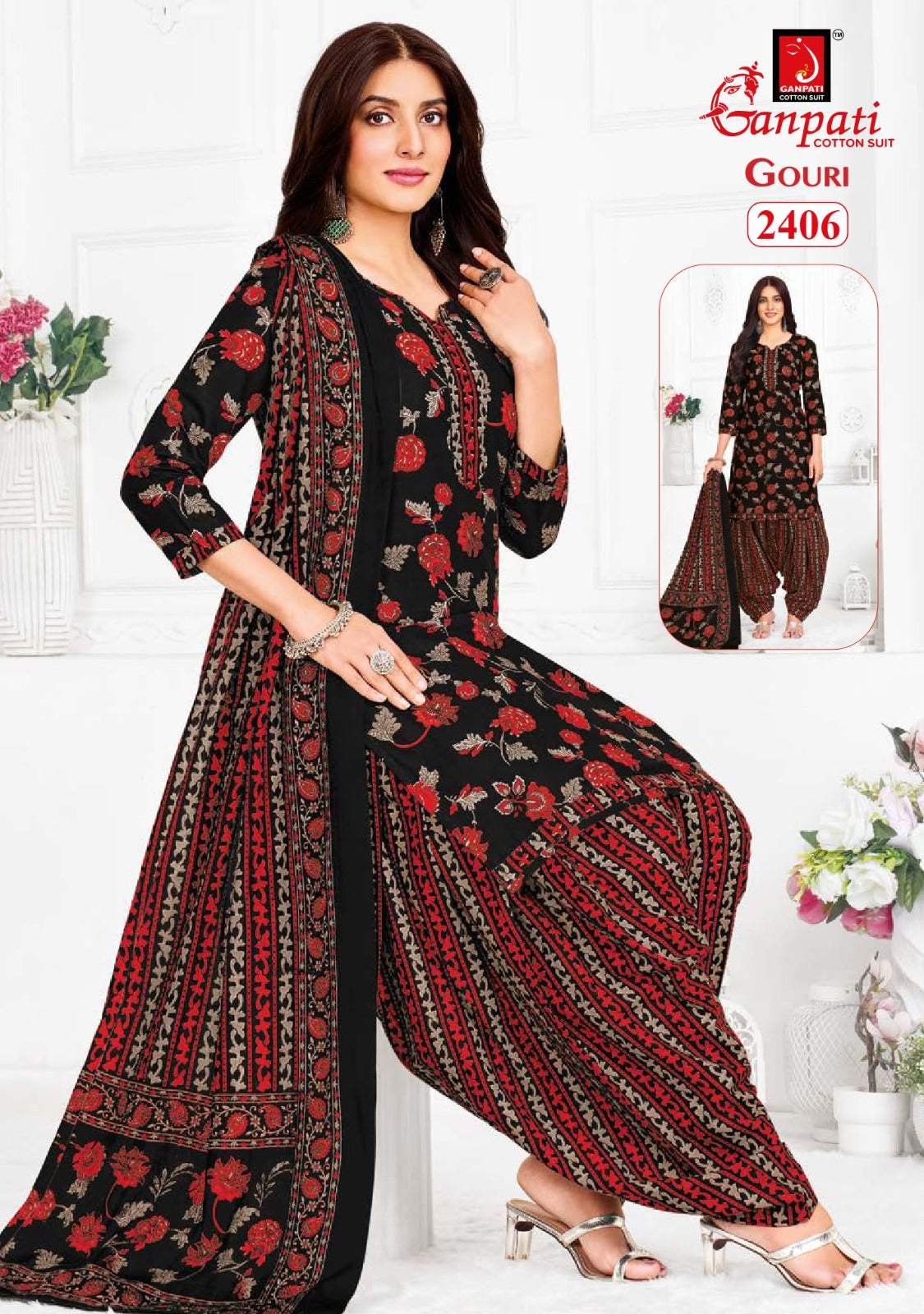Gouri Vol 10 Ganpati Cotton Patiyala Style Suits Wholesale Price