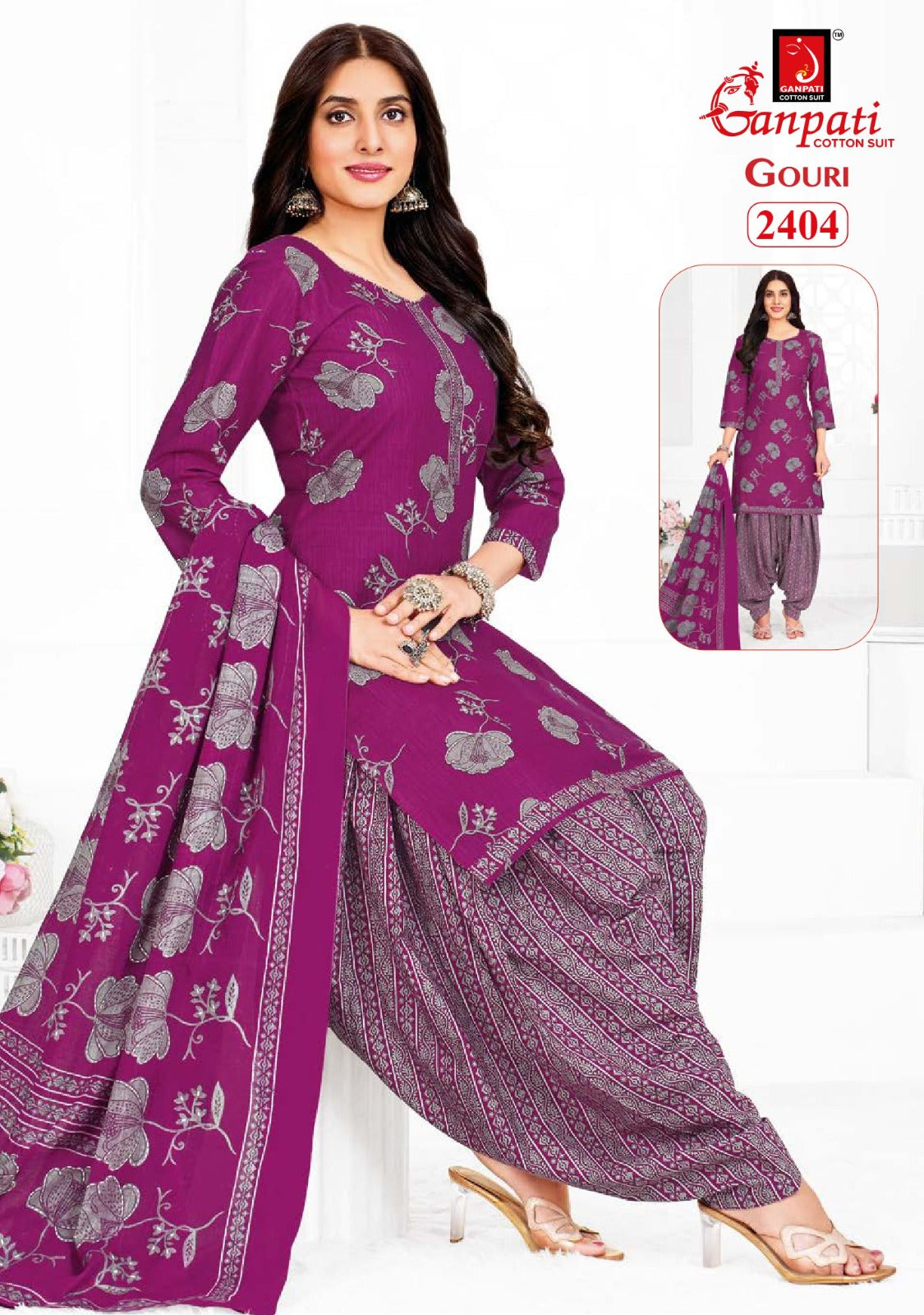 Gouri Vol 10 Ganpati Cotton Patiyala Style Suits Wholesale Price