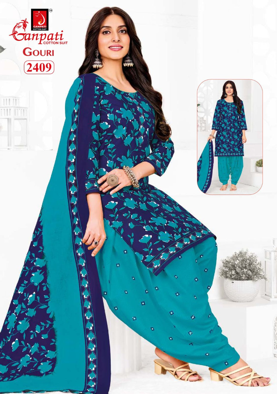 Gouri Vol 10 Ganpati Cotton Patiyala Style Suits Wholesale Price