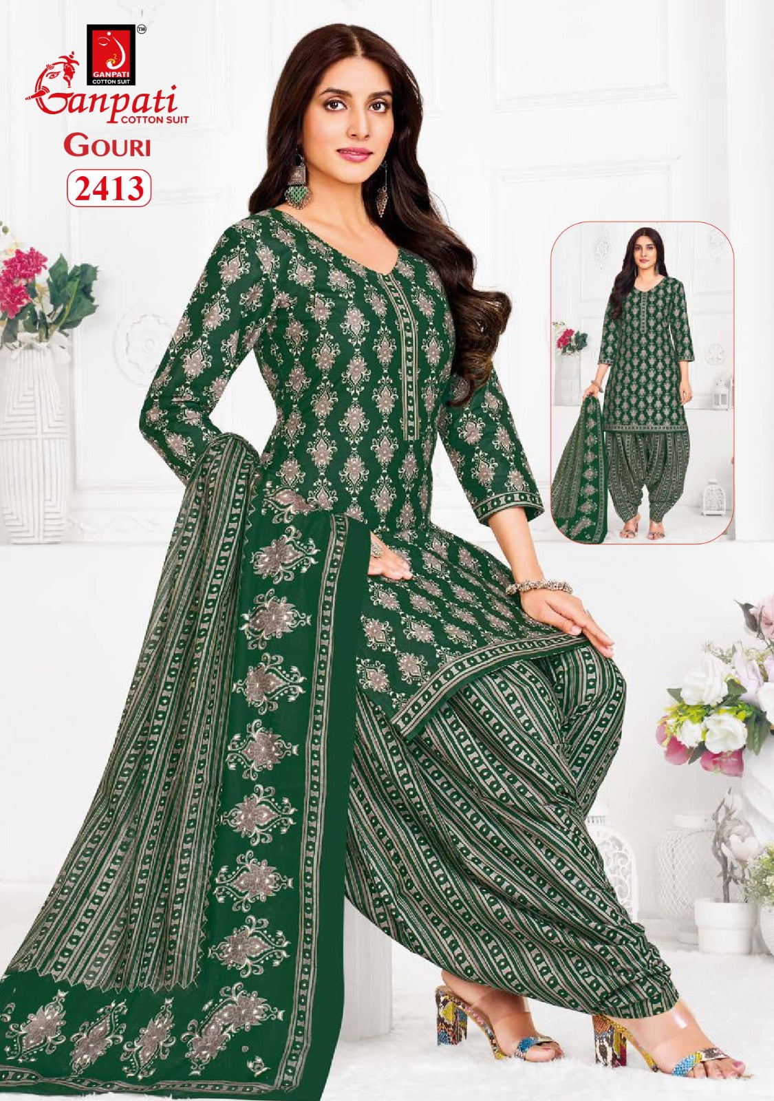 Gouri Vol 10 Ganpati Cotton Patiyala Style Suits Wholesale Price