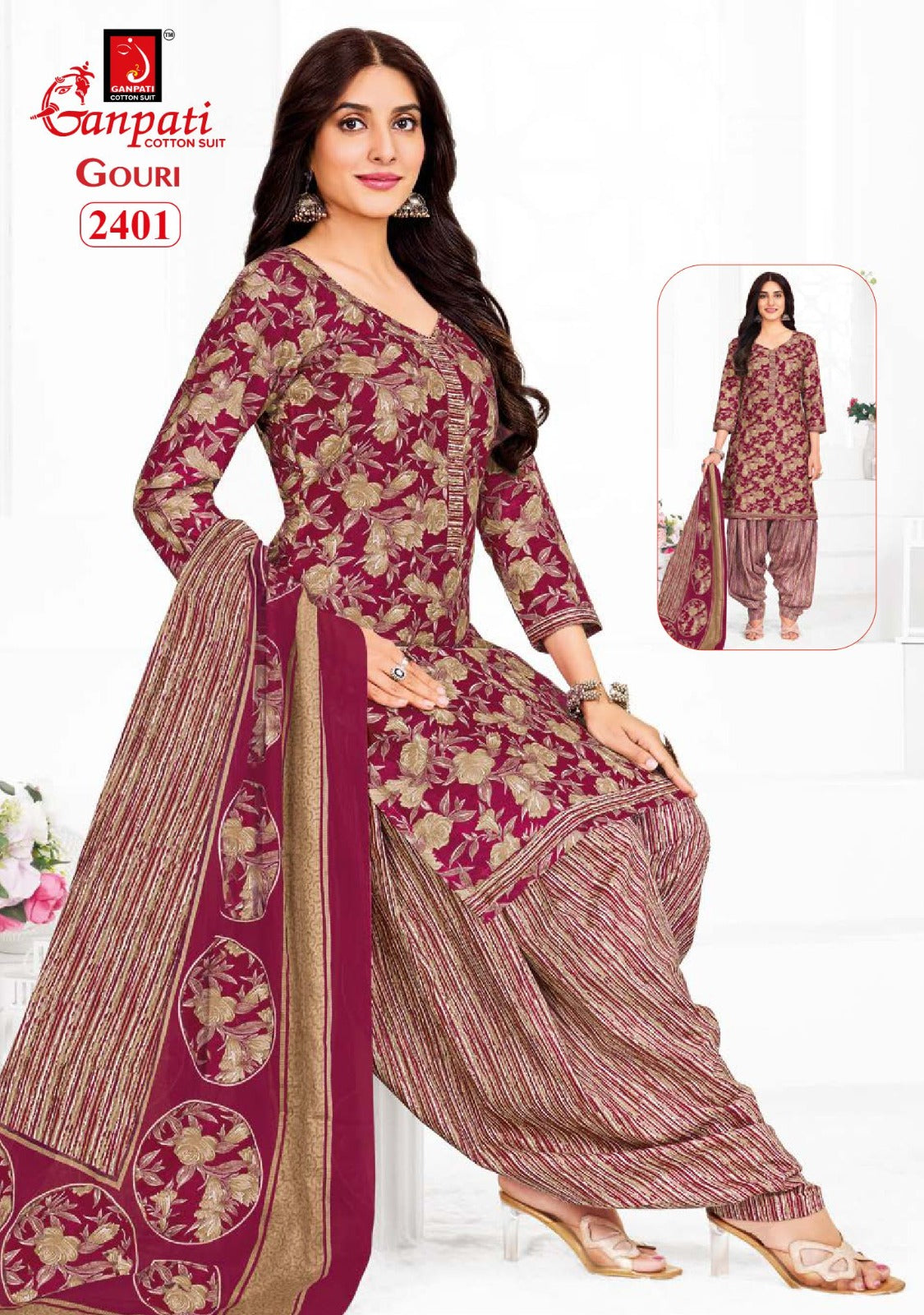Gouri Vol 10 Ganpati Cotton Patiyala Style Suits Wholesale Price