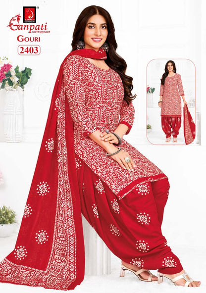 Gouri Vol 10 Ganpati Cotton Patiyala Style Suits Wholesale Price