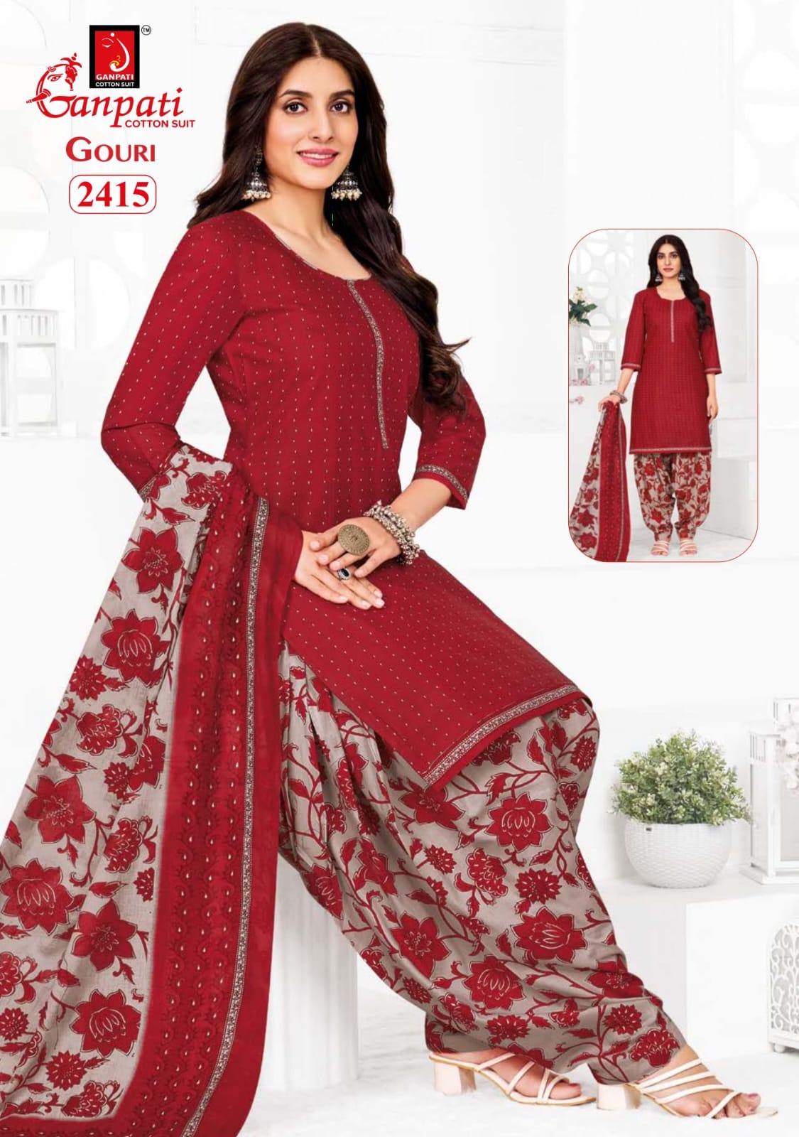 Gouri Vol 10 Ganpati Cotton Readymade Patiyala Suits Wholesale Price