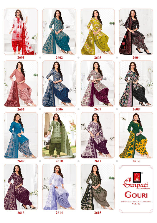 Gouri Vol 12 Ganpati Readymade Cotton Patiyala Suits Exporter Ahmedabad