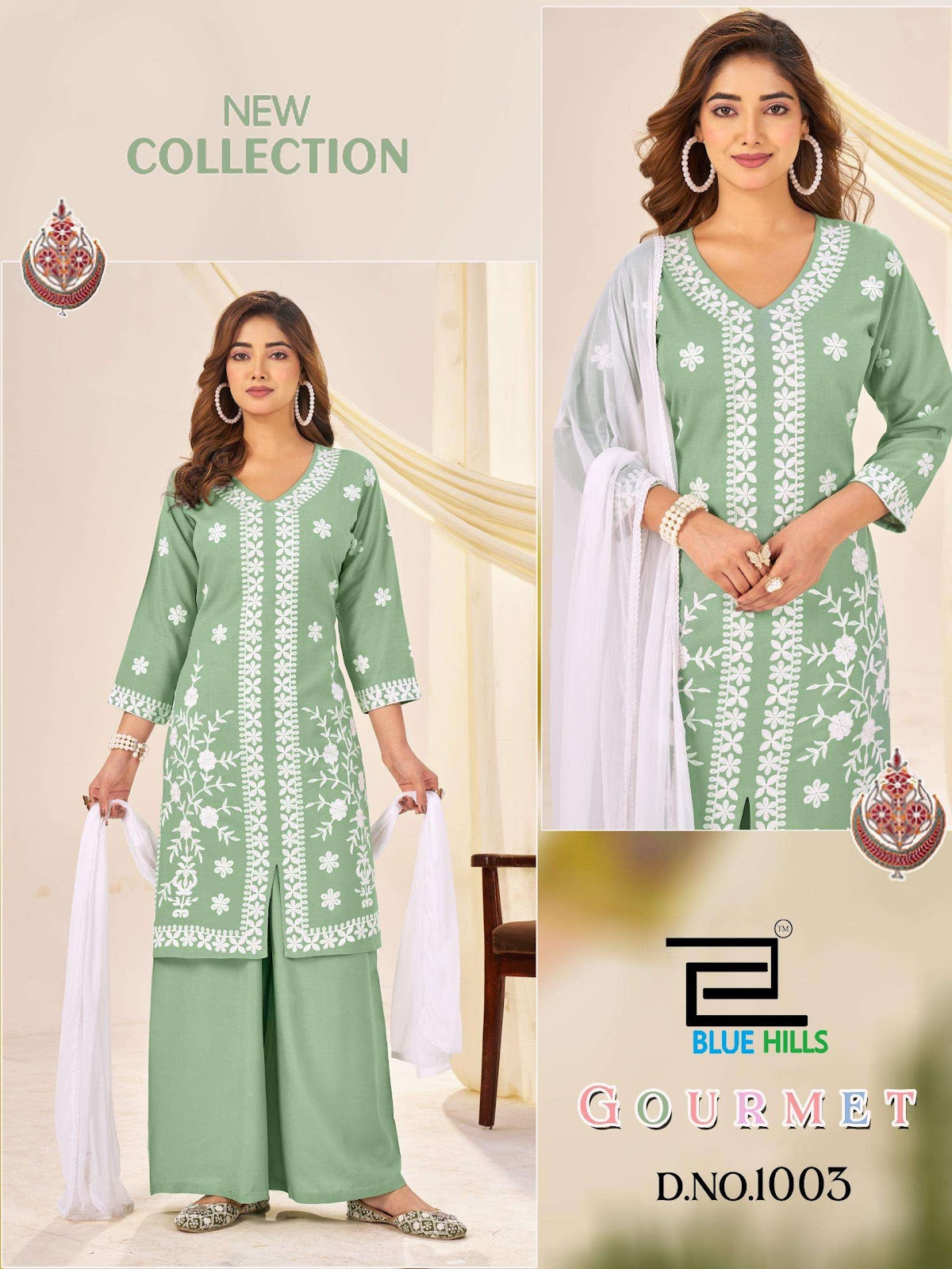 Gourmet Blue Hills Rayon 14Kg Readymade Plazzo Style Suits Manufacturer India