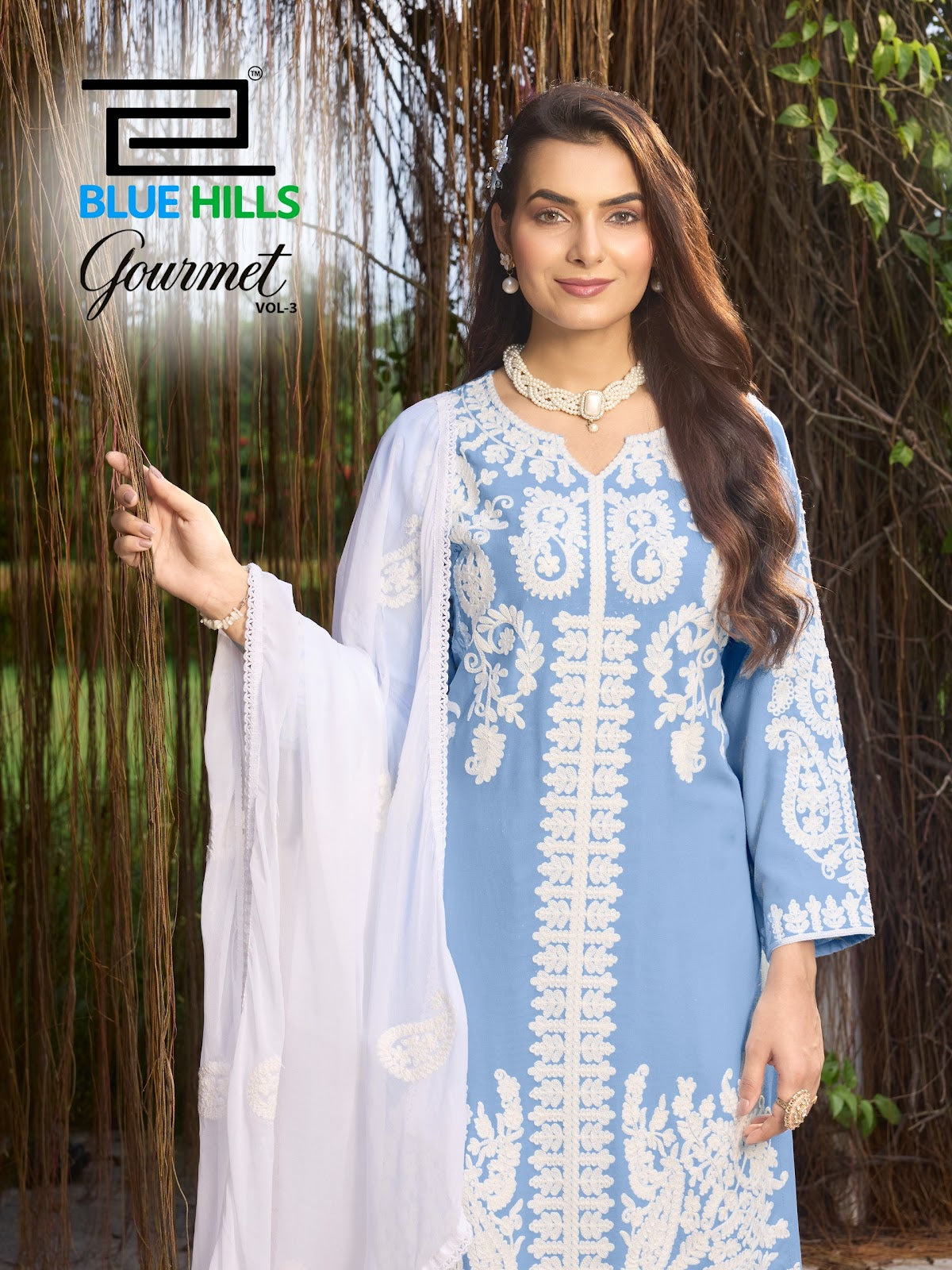 Gourmet Vol 3 Blue Hills Rayon 14Kg Readymade Plazzo Style Suits Supplier Gujarat