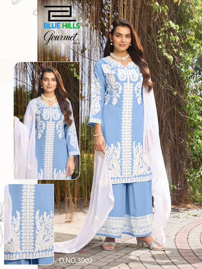 Gourmet Vol 3 Blue Hills Rayon 14Kg Readymade Plazzo Style Suits Supplier Gujarat