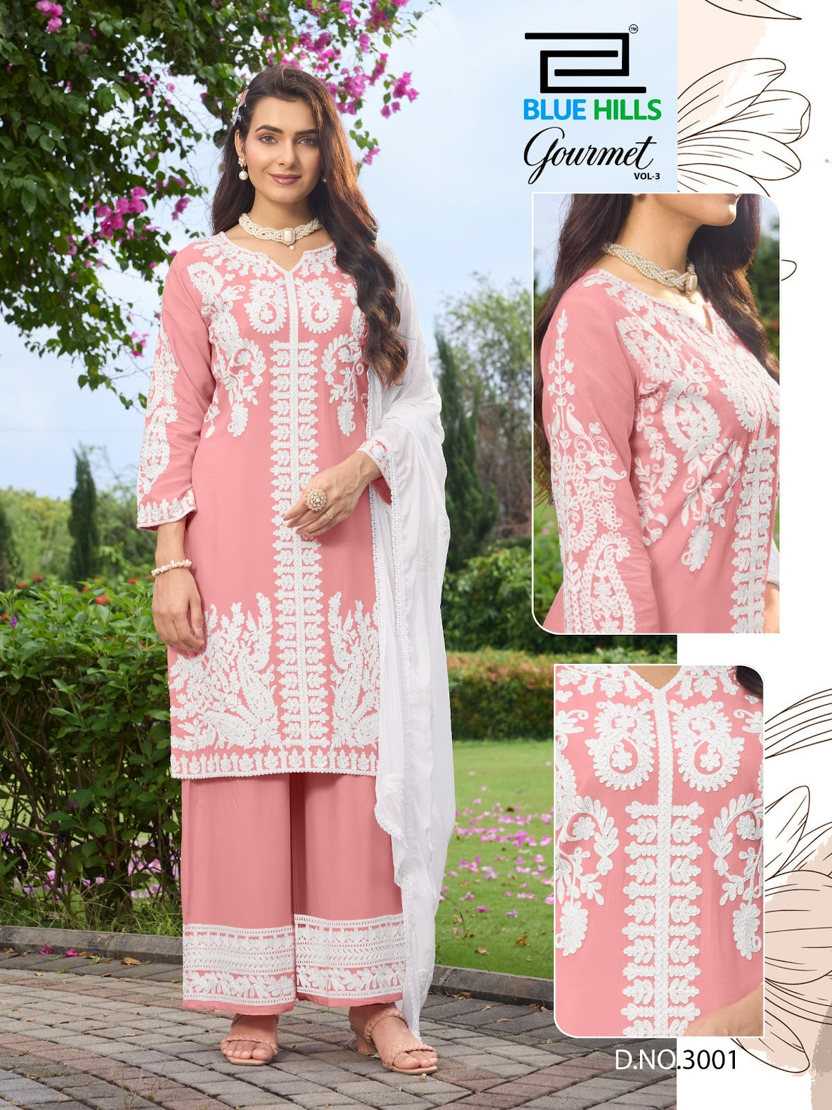 Gourmet Vol 3 Blue Hills Rayon 14Kg Readymade Plazzo Style Suits Supplier Gujarat