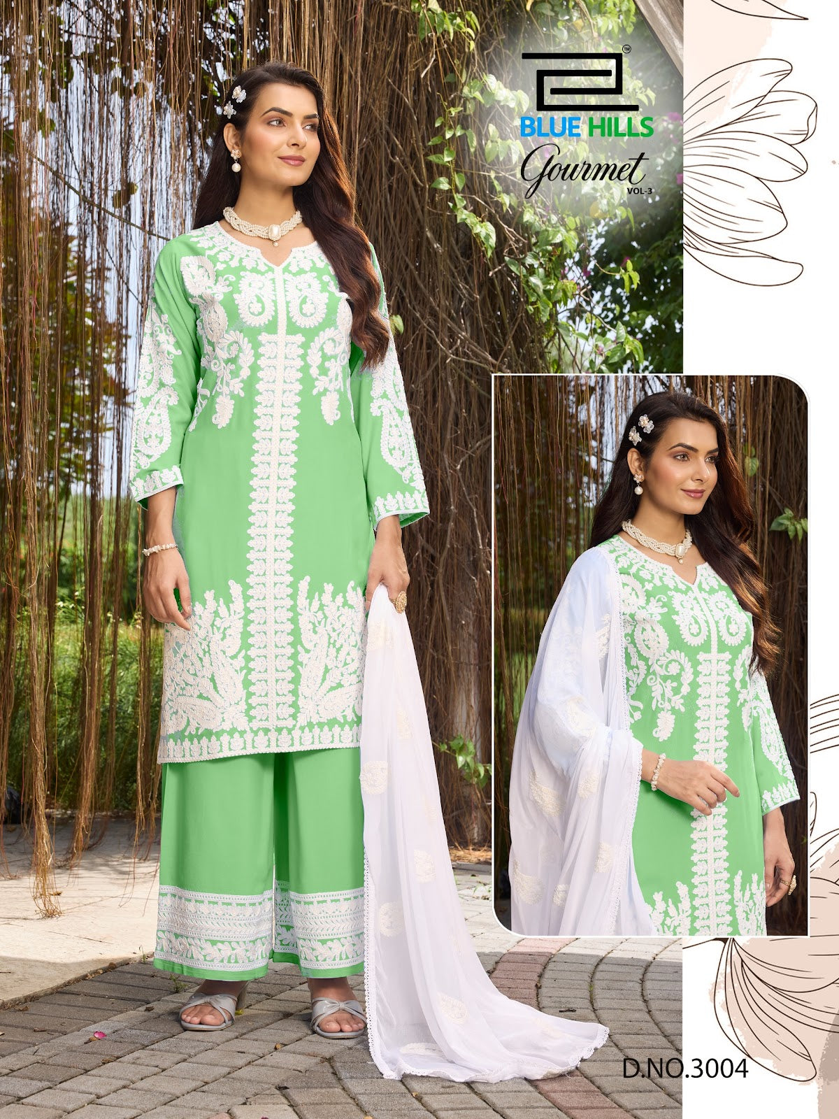 Gourmet Vol 3 Blue Hills Rayon 14Kg Readymade Plazzo Style Suits Supplier Gujarat