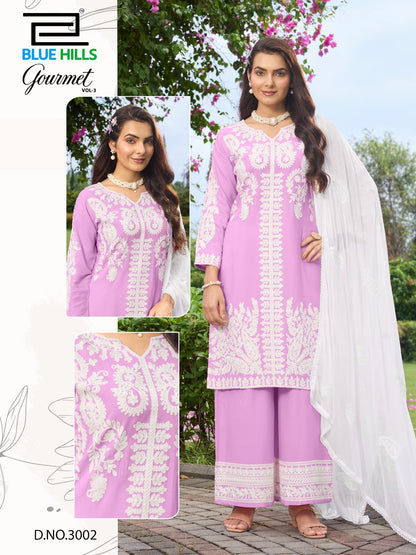 Gourmet Vol 3 Blue Hills Rayon 14Kg Readymade Plazzo Style Suits Supplier Gujarat
