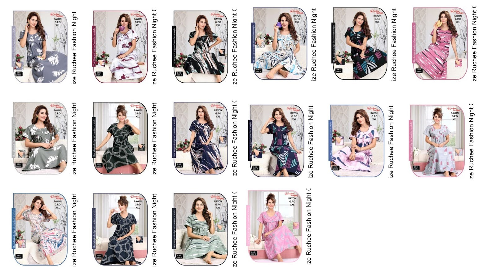 Gpo 2Xl Size Ruchee Fashion Rayon Night Gowns Supplier Ahmedabad