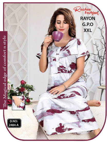 Gpo 2Xl Size Ruchee Fashion Rayon Night Gowns Supplier Ahmedabad