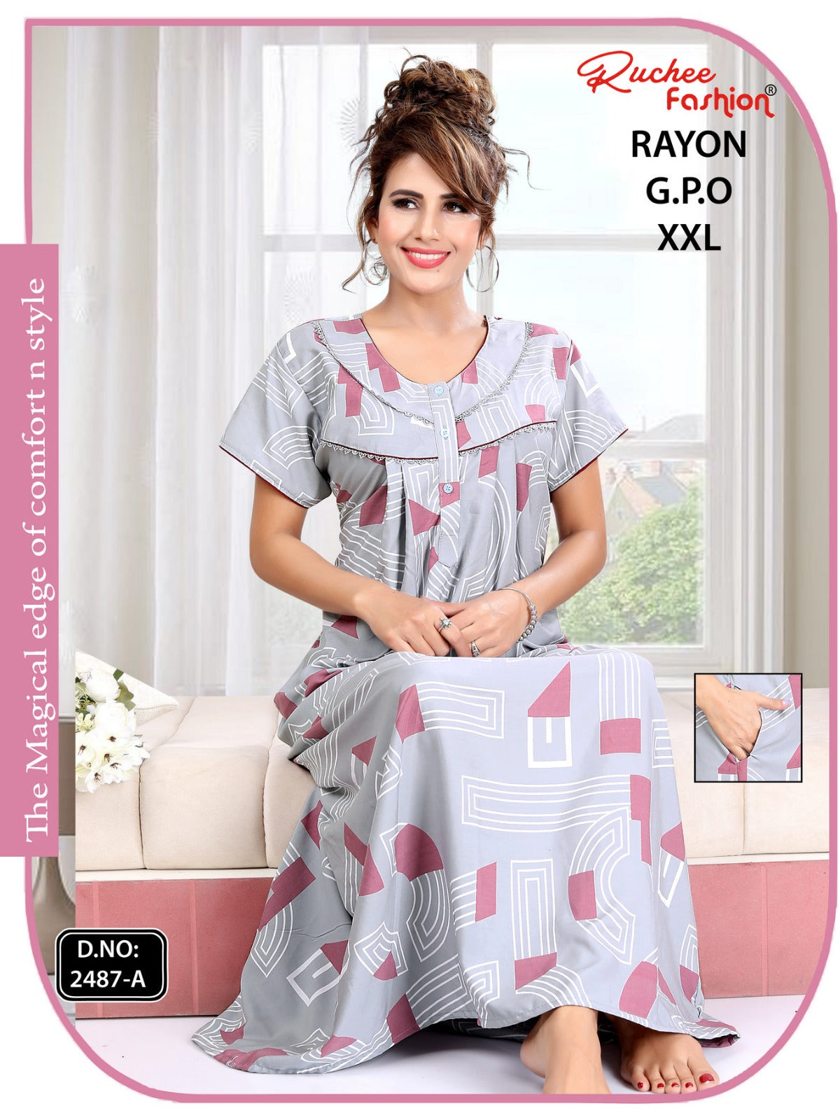 Gpo 2Xl Size Ruchee Fashion Rayon Night Gowns Supplier Ahmedabad