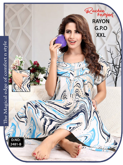 Gpo 2Xl Size Ruchee Fashion Rayon Night Gowns Supplier Ahmedabad