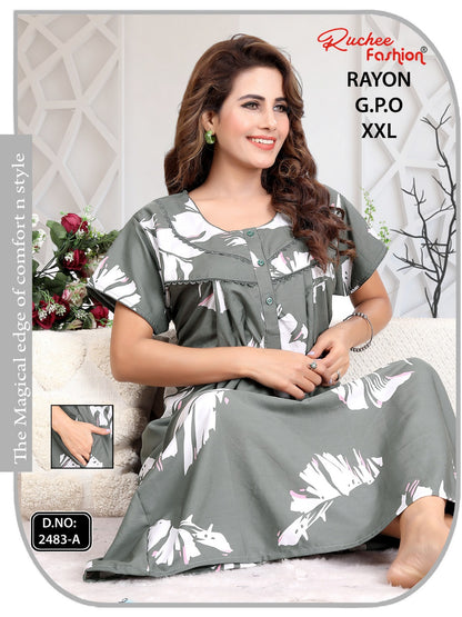 Gpo 2Xl Size Ruchee Fashion Rayon Night Gowns Supplier Ahmedabad