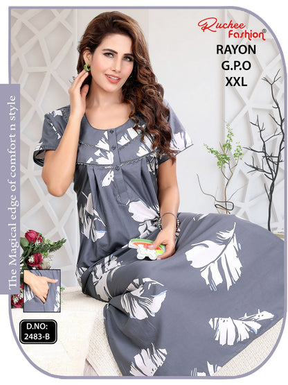 Gpo 2Xl Size Ruchee Fashion Rayon Night Gowns Supplier Ahmedabad
