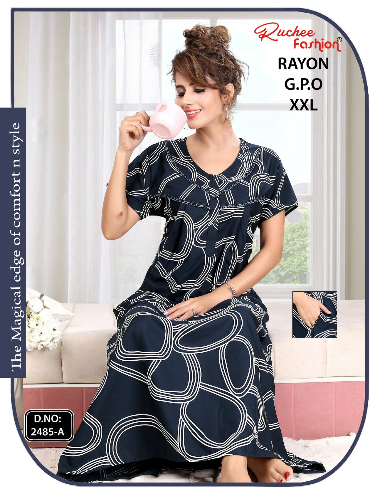 Gpo 2Xl Size Ruchee Fashion Rayon Night Gowns Supplier Ahmedabad