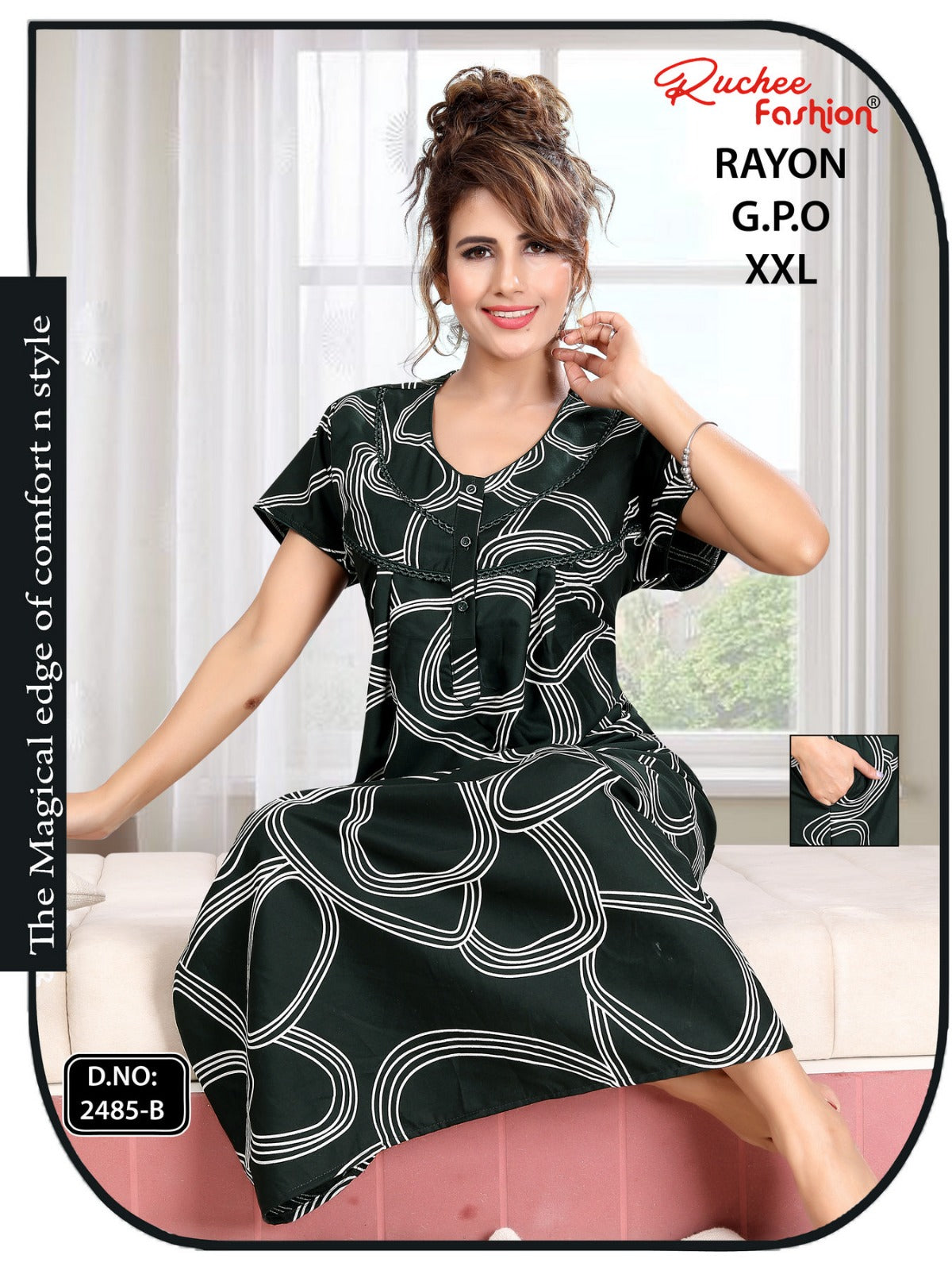Gpo 2Xl Size Ruchee Fashion Rayon Night Gowns Supplier Ahmedabad