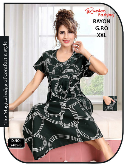 Gpo 2Xl Size Ruchee Fashion Rayon Night Gowns Supplier Ahmedabad