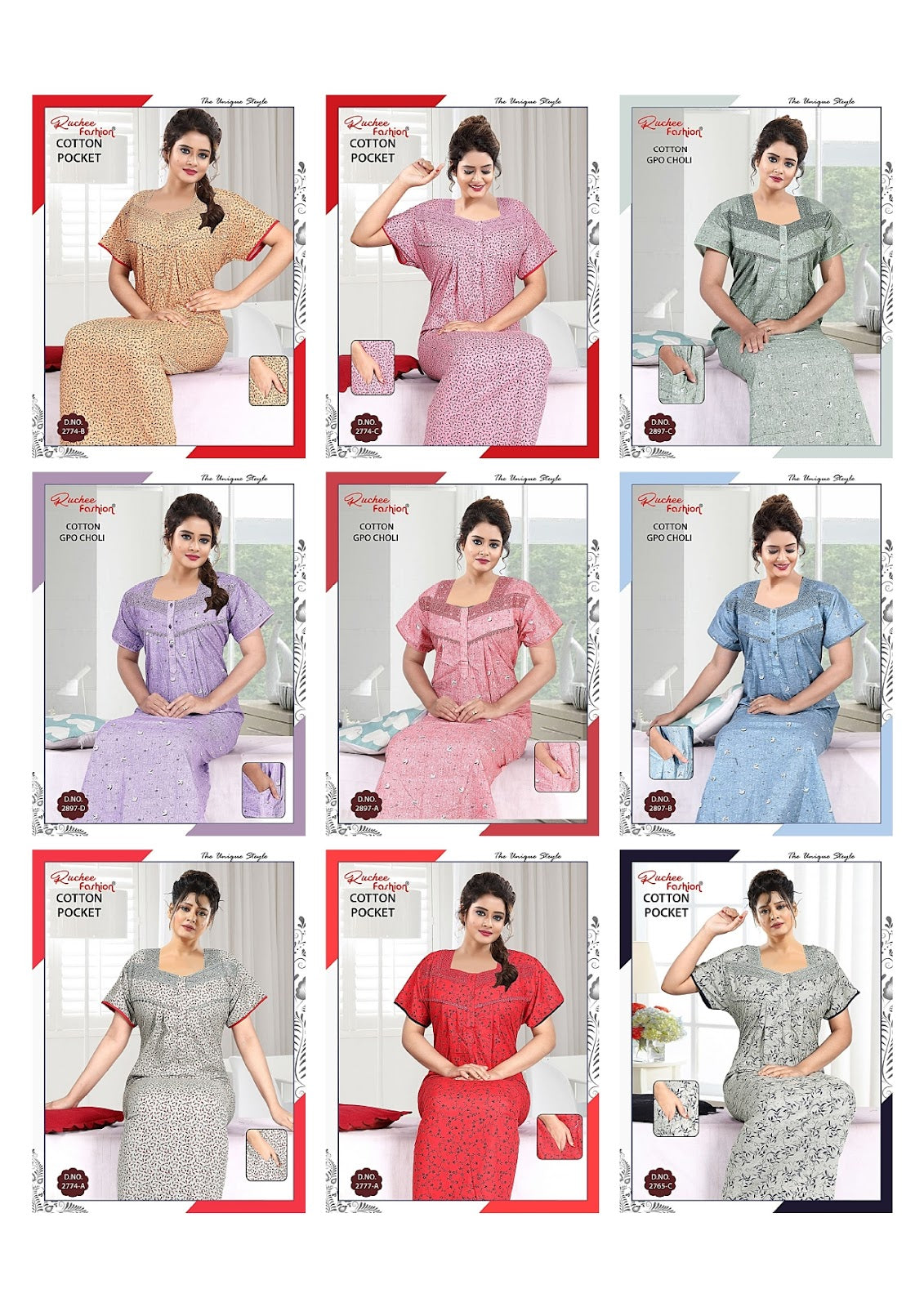 Gpo Choli Ruchee Fashion Cotton Night Gowns Wholesale Rate