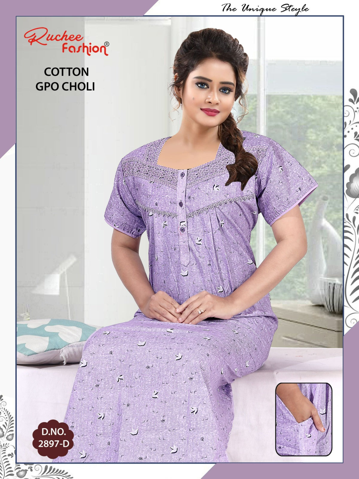 Gpo Choli Ruchee Fashion Cotton Night Gowns Wholesale Rate