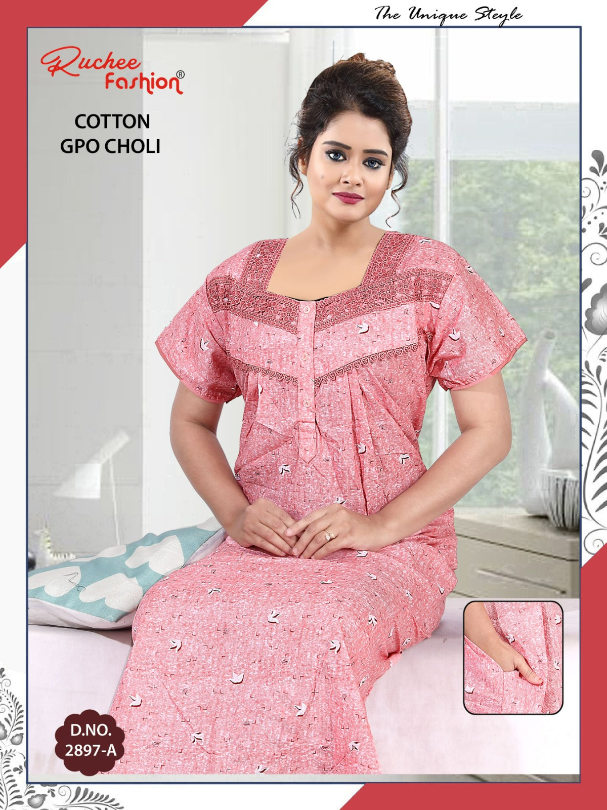 Gpo Choli Ruchee Fashion Cotton Night Gowns Wholesale Rate
