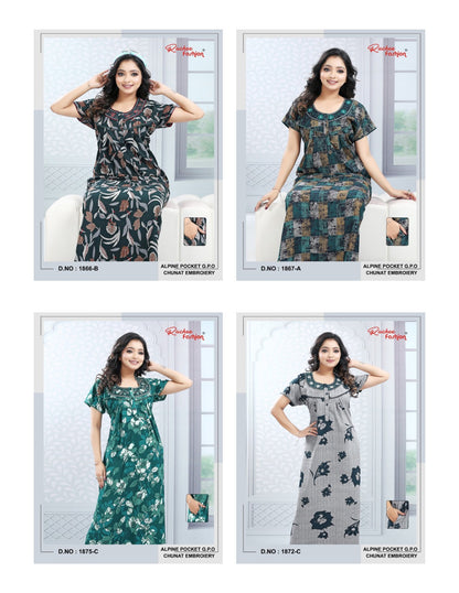 Gpo Chunat Ruchee Fashion Alpine Night Gowns Wholesale Rate