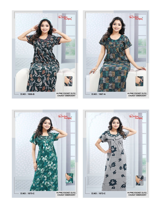 Gpo Chunat Ruchee Fashion Alpine Night Gowns Wholesale Rate