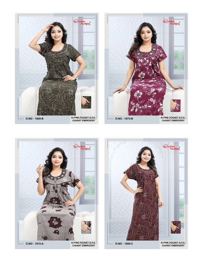 Gpo Chunat Ruchee Fashion Alpine Night Gowns Wholesale Rate
