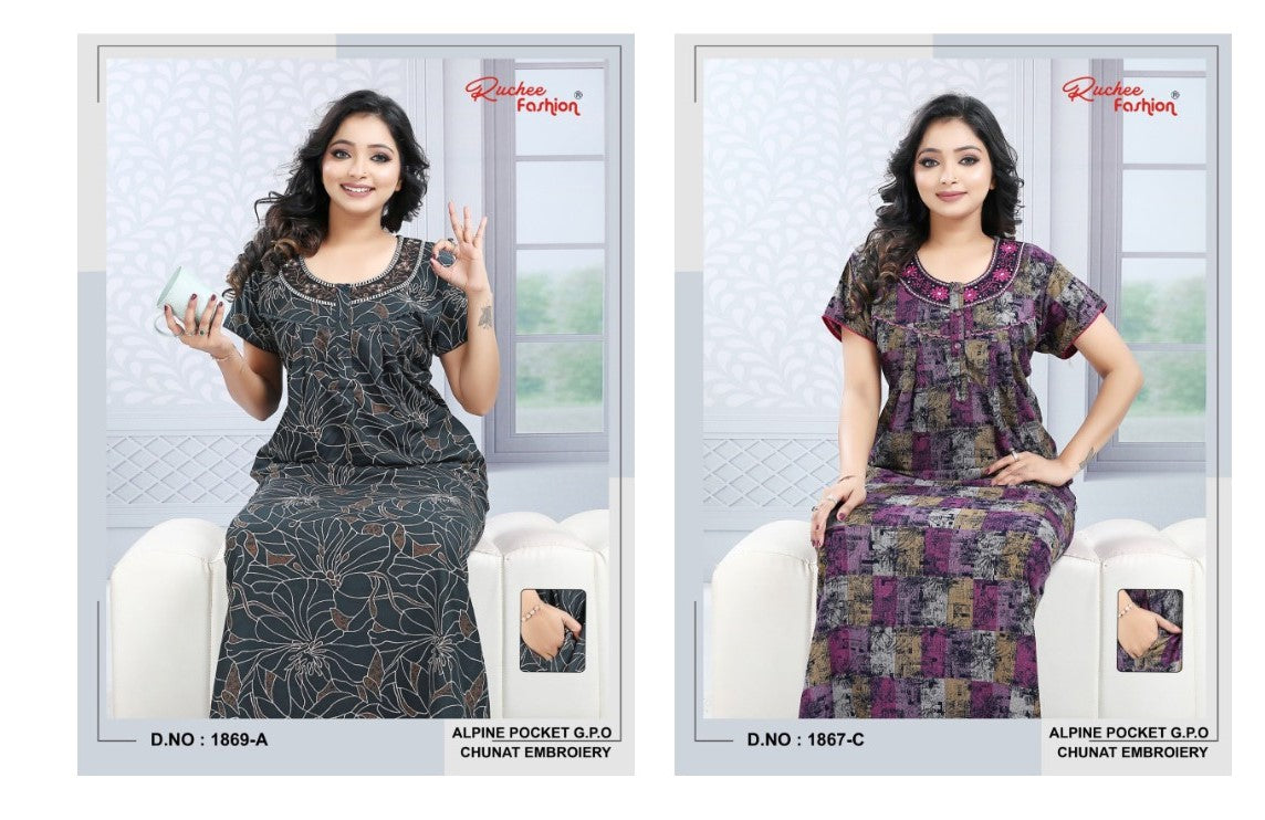 Gpo Chunat Ruchee Fashion Alpine Night Gowns Wholesale Rate