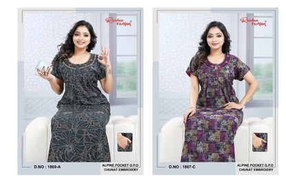Gpo Chunat Ruchee Fashion Alpine Night Gowns Wholesale Rate