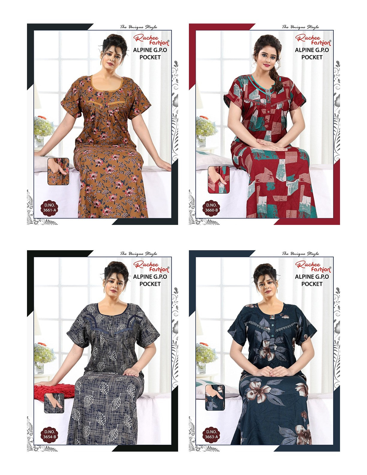 Gpo Pocket 1809 Ruchee Fashion Alpine Night Gowns Wholesale Price