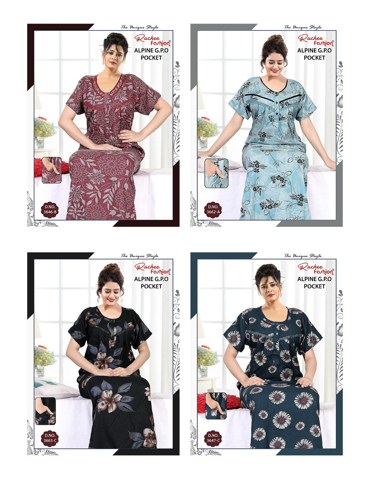 Gpo Pocket 1809 Ruchee Fashion Alpine Night Gowns Wholesale Price