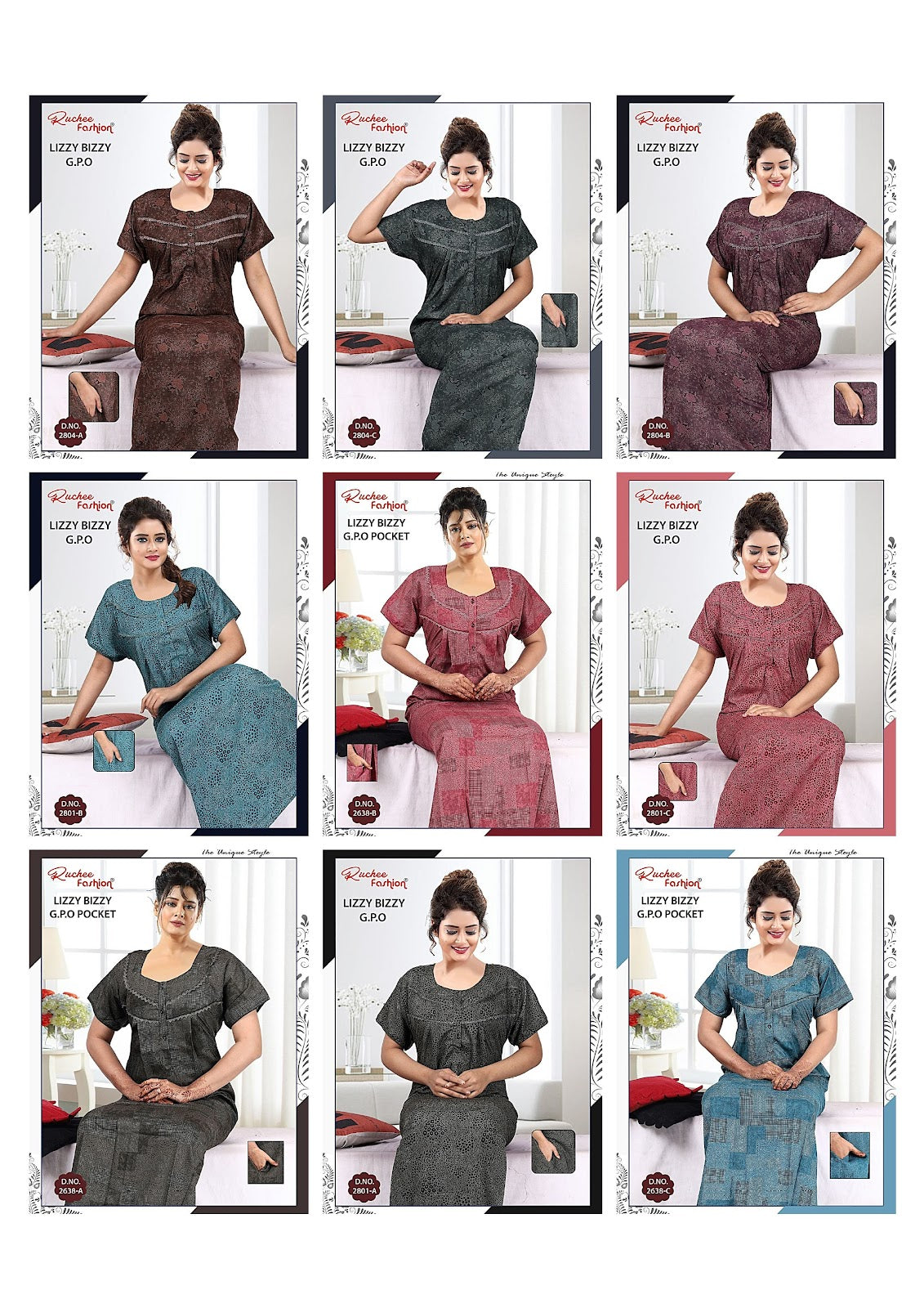 Gpo Pocket Ruchee Fashion Night Gowns Supplier Gujarat