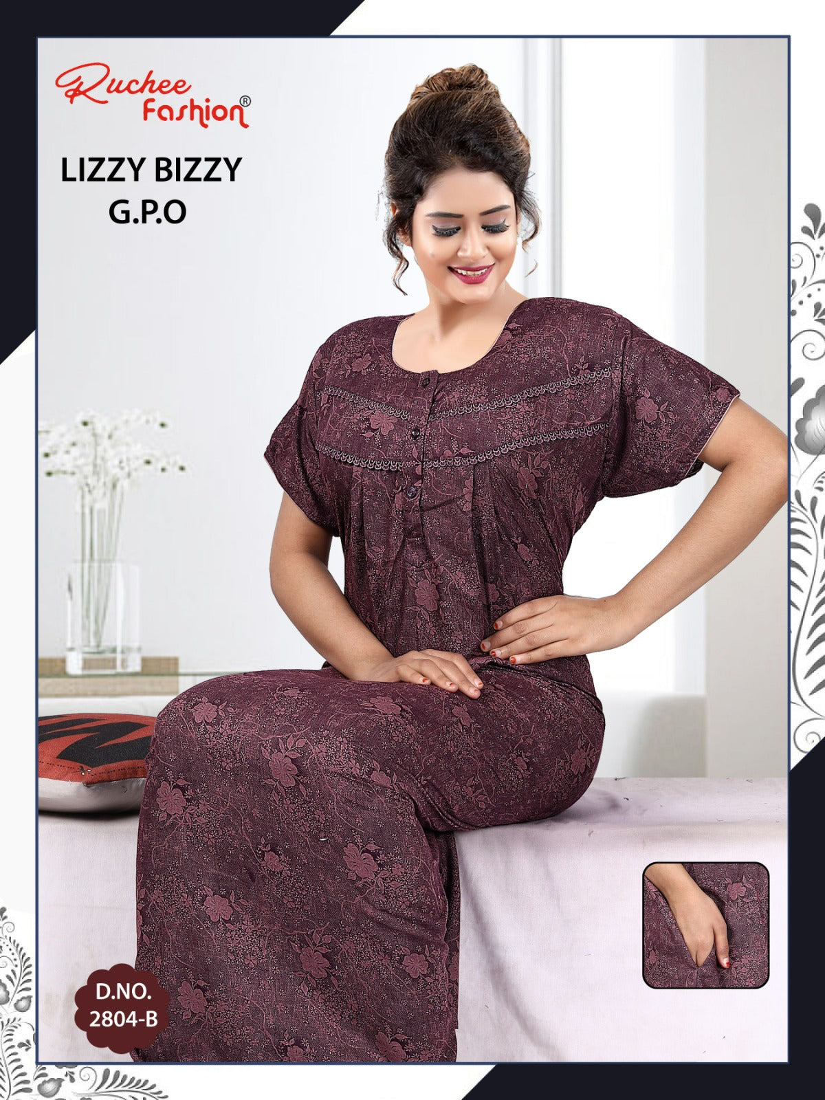 Gpo Pocket Ruchee Fashion Night Gowns Supplier Gujarat