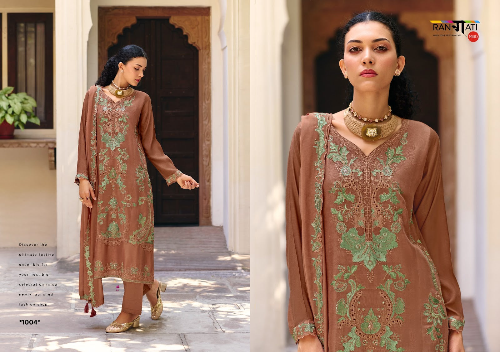 Grace Rangati Prints Silk Pant Style Suits Wholesale Price