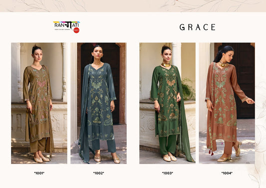 Grace Rangati Prints Silk Pant Style Suits Wholesale Price