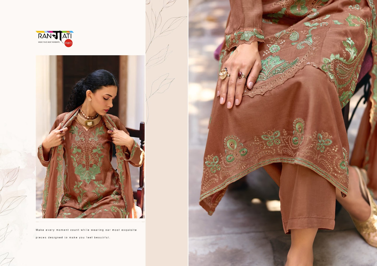 Grace Rangati Prints Silk Pant Style Suits Wholesale Price